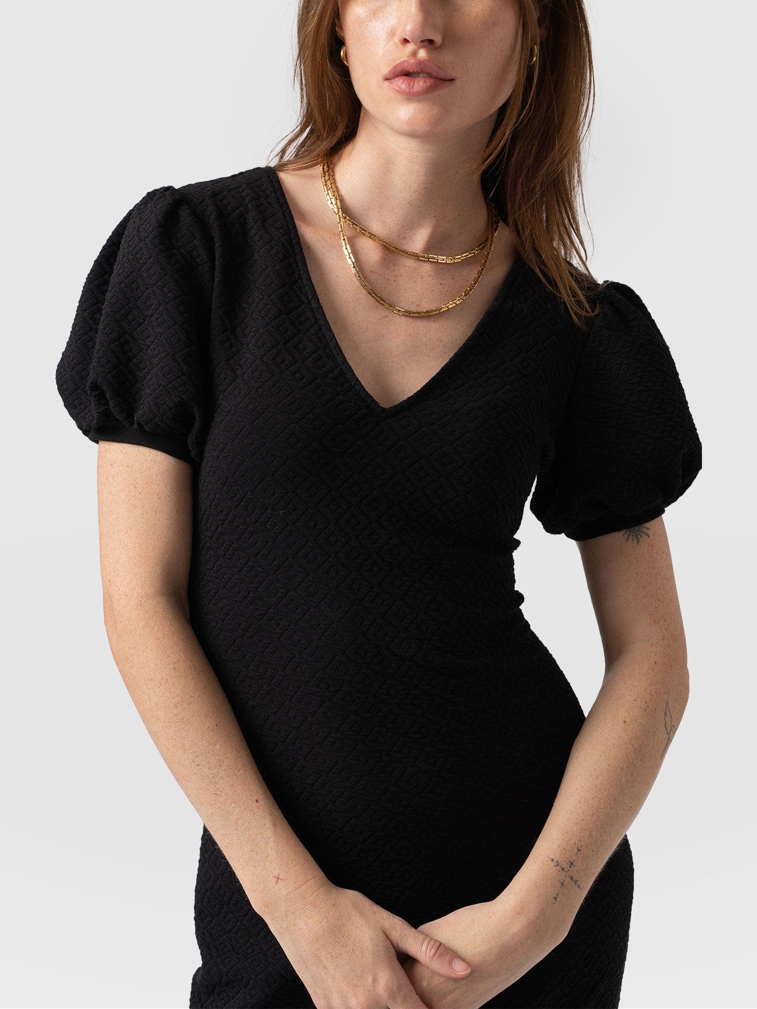 Cavendish Dress Puff Sleeve Black Diamond - Women's Dresses | Saint + Sofia® EU